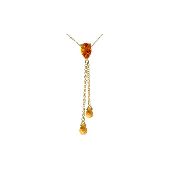 Genuine 3.75 ctw Citrine Necklace 14KT Yellow Gold - REF-23N5R
