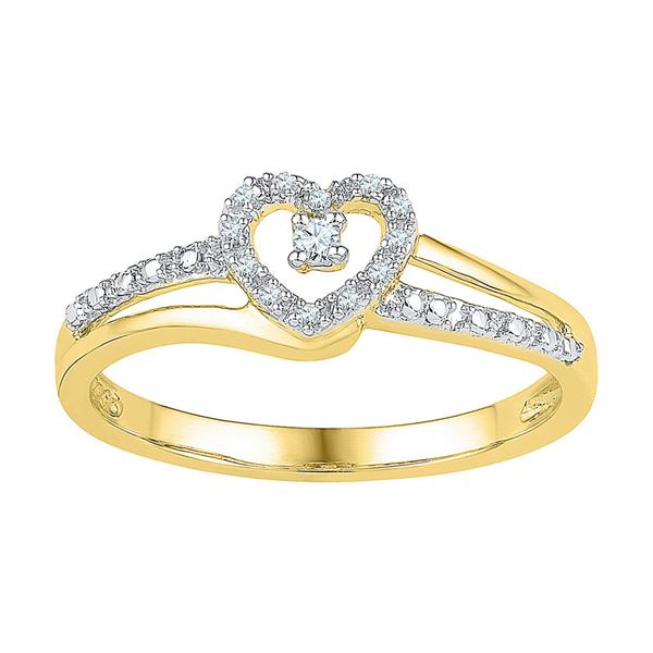 Round Diamond Heart Promise Ring 1/20 Cttw 10KT Yellow Gold