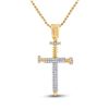 Image 1 : Round Diamond Nail Cross Charm Pendant 3/8 Cttw 10KT Yellow Gold