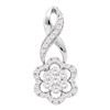 Image 1 : Round Diamond Twist Flower Cluster Pendant 1/2 Cttw 14KT White Gold