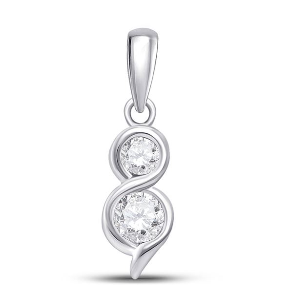 Round Diamond 2-stone Pendant 1/4 Cttw 14KT White Gold