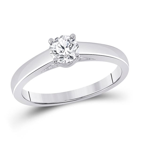 Round Diamond Solitaire Bridal Wedding Engagement Ring 1/2 Cttw 14KT White Gold