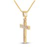 Image 2 : Baguette Diamond Cross Charm Pendant 1-3/8 Cttw 14KT Yellow Gold