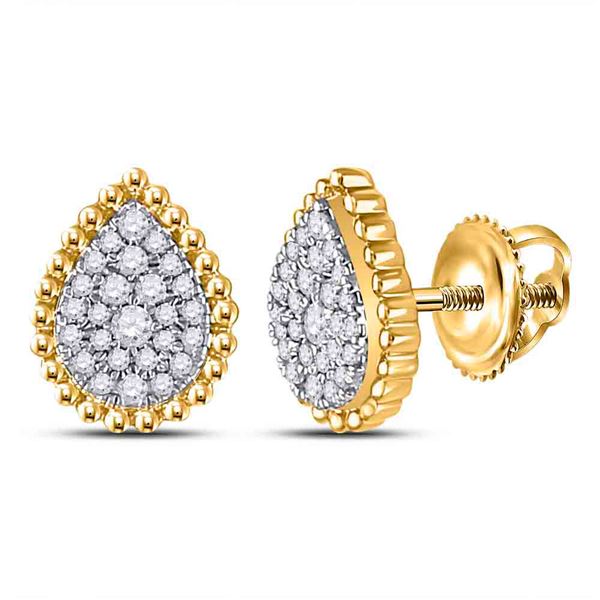 Round Diamond Teardrop Earrings 1/4 Cttw 10KT Yellow Gold