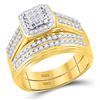 Image 2 : Cluster Matching Wedding Set 1 Cttw 10KT Yellow Gold