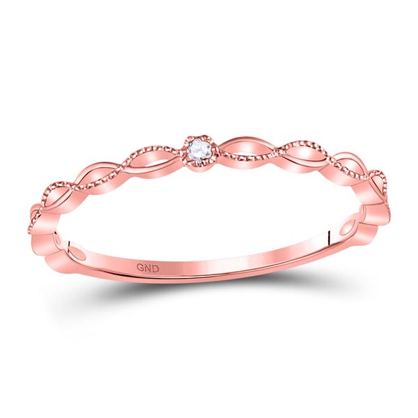 Round Diamond Stackable Band Ring .01 Cttw 10KT Rose Gold
