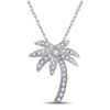 Image 1 : Round Diamond Palm Tree Nautical Beach Pendant 1/4 Cttw 14KT White Gold