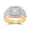 Image 1 : Round Diamond Ribbed Square Cluster Ring 1-1/4 Cttw 10KT Two-tone Gold