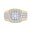 Image 2 : Round Diamond Ribbed Square Cluster Ring 1-1/4 Cttw 10KT Two-tone Gold