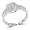 Image 1 : Round Diamond Square Cluster Ring 1/6 Cttw 10KT White Gold