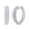 Image 1 : Round Diamond Hoop Earrings 1 Cttw 10KT White Gold