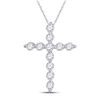 Image 1 : Round Diamond Cross Pendant 1/4 Cttw 14KT White Gold