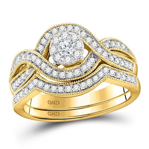 Diamond Bridal Wedding Ring Band Set 1/2 Cttw 10KT Yellow Gold