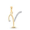 Image 1 : Round Diamond I Initial Letter Pendant 1/20 Cttw 10KT Yellow Gold
