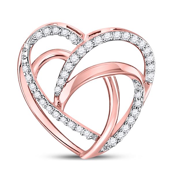 Round Diamond Heart Pendant 1/10 Cttw 10KT Rose Gold