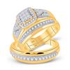 Image 1 : Diamond Square Matching Wedding Set 3/4 Cttw 10KT Yellow Gold