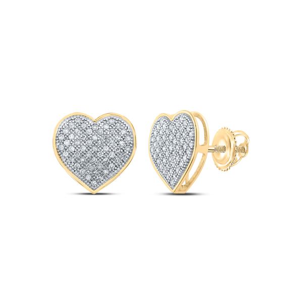 Round Diamond Heart Earrings 1/3 Cttw 10KT Yellow Gold
