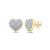 Image 1 : Round Diamond Heart Earrings 1/3 Cttw 10KT Yellow Gold