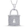 Image 1 : Round Diamond Key Lock Dangle Pendant 1/8 Cttw 10KT White Gold