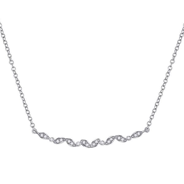 Round Diamond Bar Necklace 1/10 Cttw 14KT White Gold