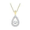Image 1 : Round Diamond Moving Twinkle Solitaire Teardrop Pendant 3/8 Cttw 10KT Yellow Gold