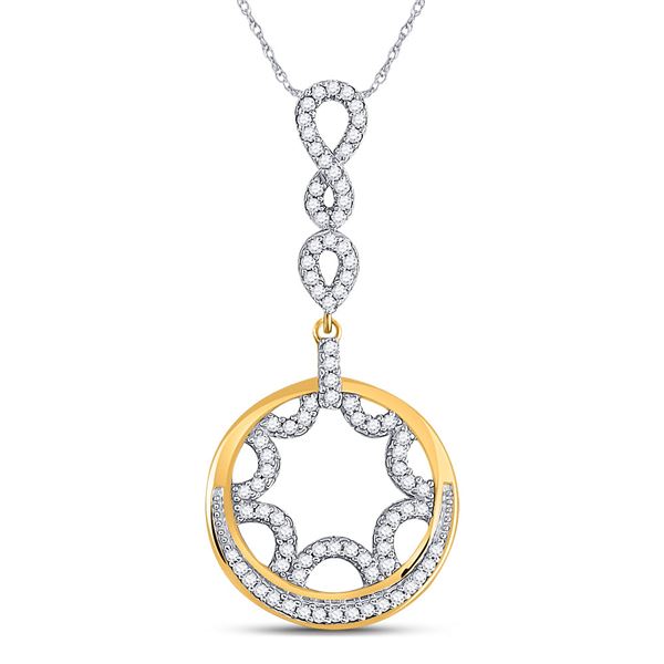 Round Diamond Dangle Circle Pendant 1/4 Cttw 10KT Yellow Gold