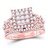 Image 1 : Diamond Bridal Wedding Ring Band Set 1-1/4 Cttw 14KT Rose Gold