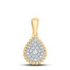 Image 1 : Round Diamond Teardrop Cluster Pendant 1/8 Cttw 10KT Yellow Gold
