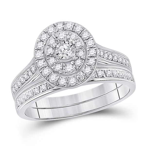 Diamond Bridal Wedding Ring Band Set 1/2 Cttw 10KT White Gold