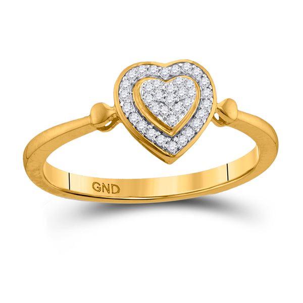 Round Diamond Heart Cluster Ring 1/10 Cttw 10KT Yellow Gold