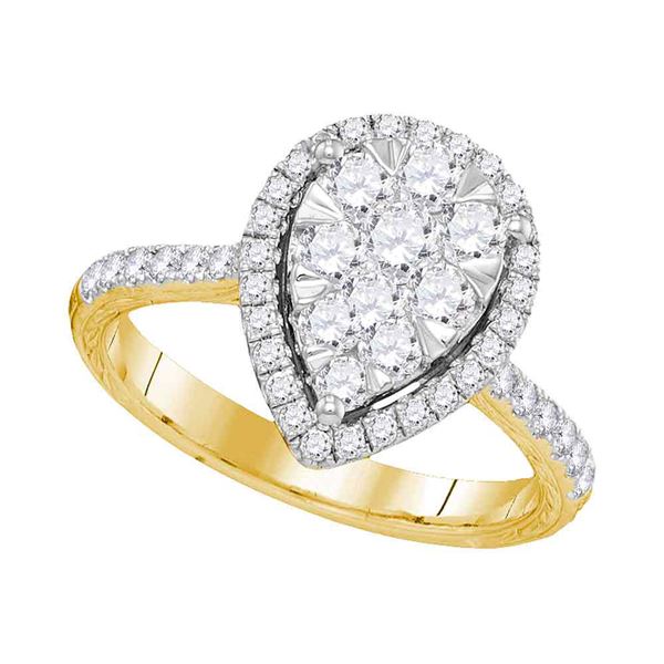 Diamond Teardrop Bridal Wedding Engagement Ring 1 Cttw 14KT Yellow Gold