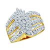 Image 1 : Round Diamond Oval-shape Cluster Ring 1 Cttw 10KT Yellow Gold