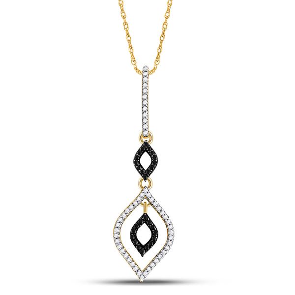 Round Black Color Enhanced Diamond Fashion Pendant 1/4 Cttw 10KT Yellow Gold
