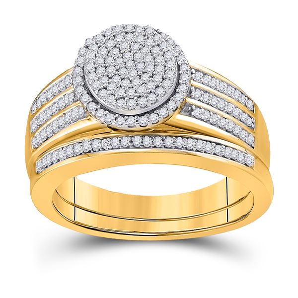 Diamond Bridal Wedding Ring Band Set 3/8 Cttw 10KT Yellow Gold