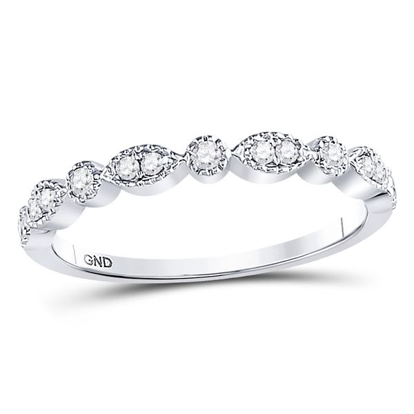 Round Diamond Marquise Dot Stackable Band Ring 1/6 Cttw 10KT White Gold