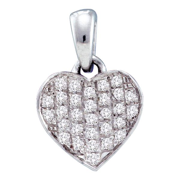 Round Diamond Heart Pendant 1/10 Cttw 10KT White Gold