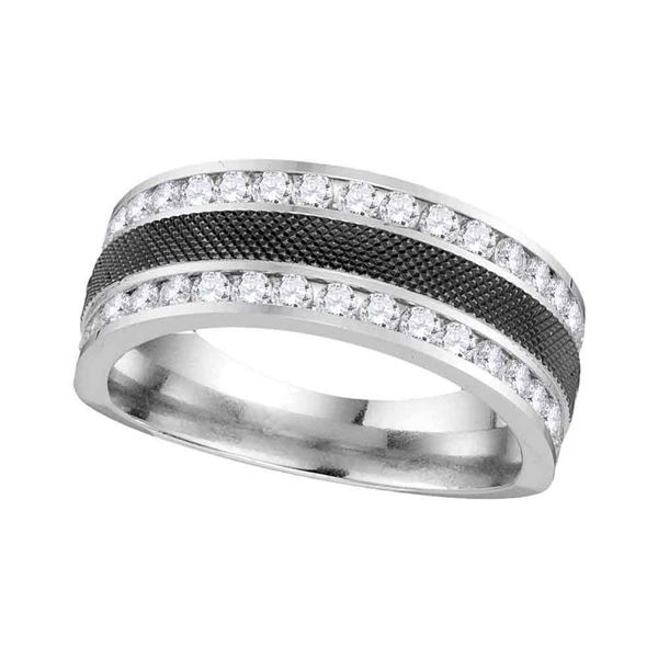 Round Diamond Double Row Wedding Band 1 Cttw 14KT White Gold