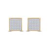 Image 2 : Round Diamond Square Earrings 1/3 Cttw 10KT Yellow Gold