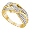 Image 1 : Round Diamond Crossover Band Ring 1/5 Cttw 10KT Yellow Gold