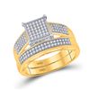 Image 2 : Diamond Square Matching Wedding Set 5/8 Cttw 10KT Yellow Gold