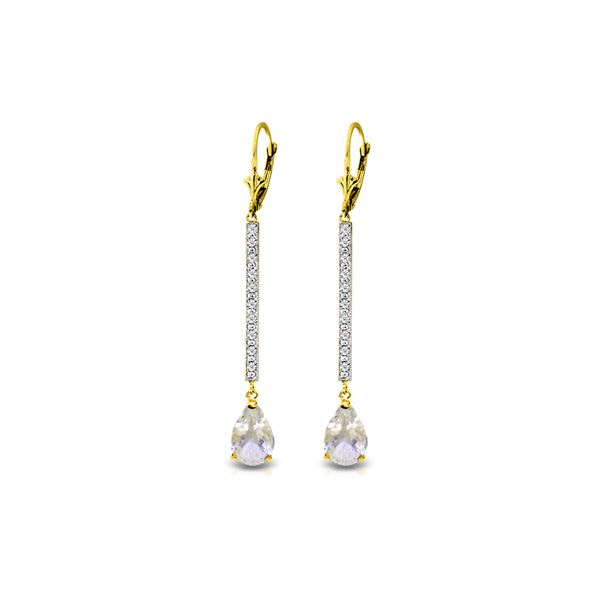 Genuine 3.6 ctw White Topaz & Diamond Earrings 14KT Yellow Gold - REF-60T4A