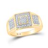 Image 1 : Round Diamond Square Ring 1/4 Cttw 10KT Yellow Gold