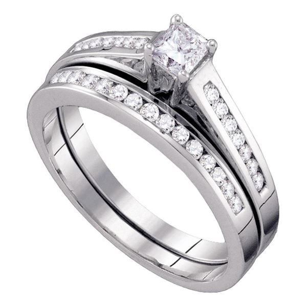 Bridal Wedding Ring Band Set 1/2 Cttw 10KT White Gold