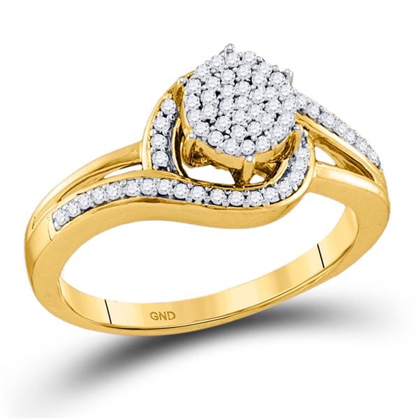 Round Diamond Cluster Ring 1/4 Cttw 10KT Yellow Gold