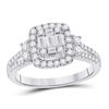 Image 1 : Baguette Diamond Square Cluster Ring 3/4 Cttw 14KT White Gold