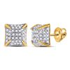 Image 1 : Round Diamond Square Earrings 1/5 Cttw 10KT Yellow Gold