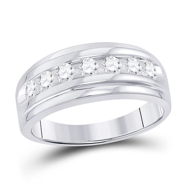 Round Diamond Wedding Channel-Set Band Ring 7/8 Cttw 10KT White Gold