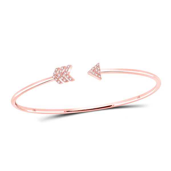 Round Diamond Arrow Bangle Bracelet 1/10 Cttw 10KT Rose Gold