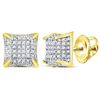 Image 1 : Round Diamond Square Stud Earrings 1/3 Cttw 10KT Yellow Gold