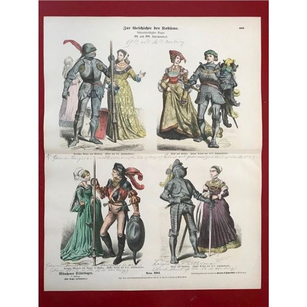 Rare 19thc German Costume Plates, 15th and 16thc Knights